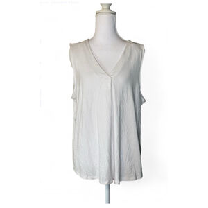 Elie Tahari White Sleeveless V-Neck Modal Tank Top NWT Size XL